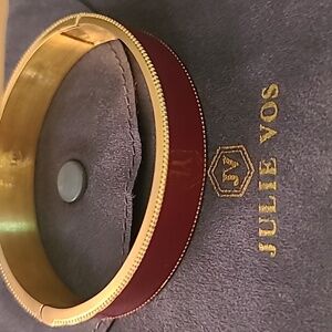 Julie Vos Gold Bracelet with Deep Red Enamel